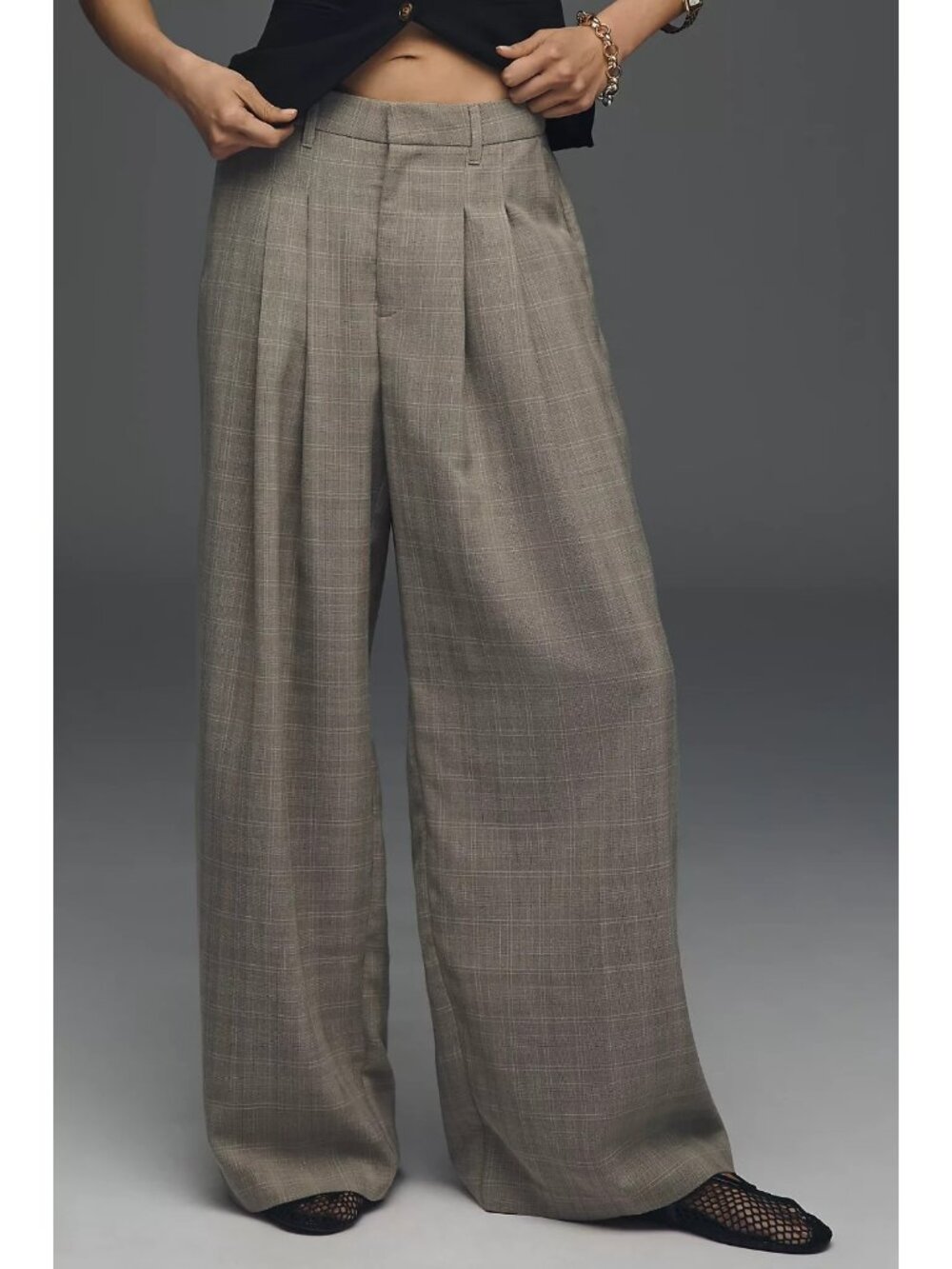 Avery Menswear Trousers by Maeve Plaid Grey XL